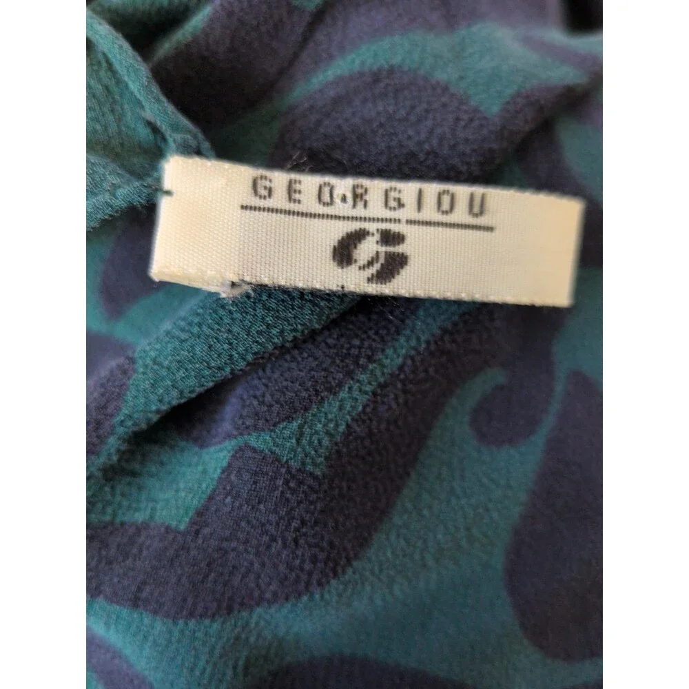 Vintage Georgiou 100% Silk Paisley Scarf 45x45”  Swirl Pattern Large Wrap / Top